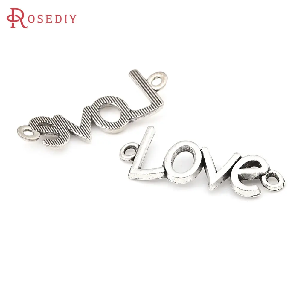 20PCS Antique Silver Zinc Alloy Love Connect Charms Diy Jewelry Making Supplies Necklace Bracelets Accessories for Women