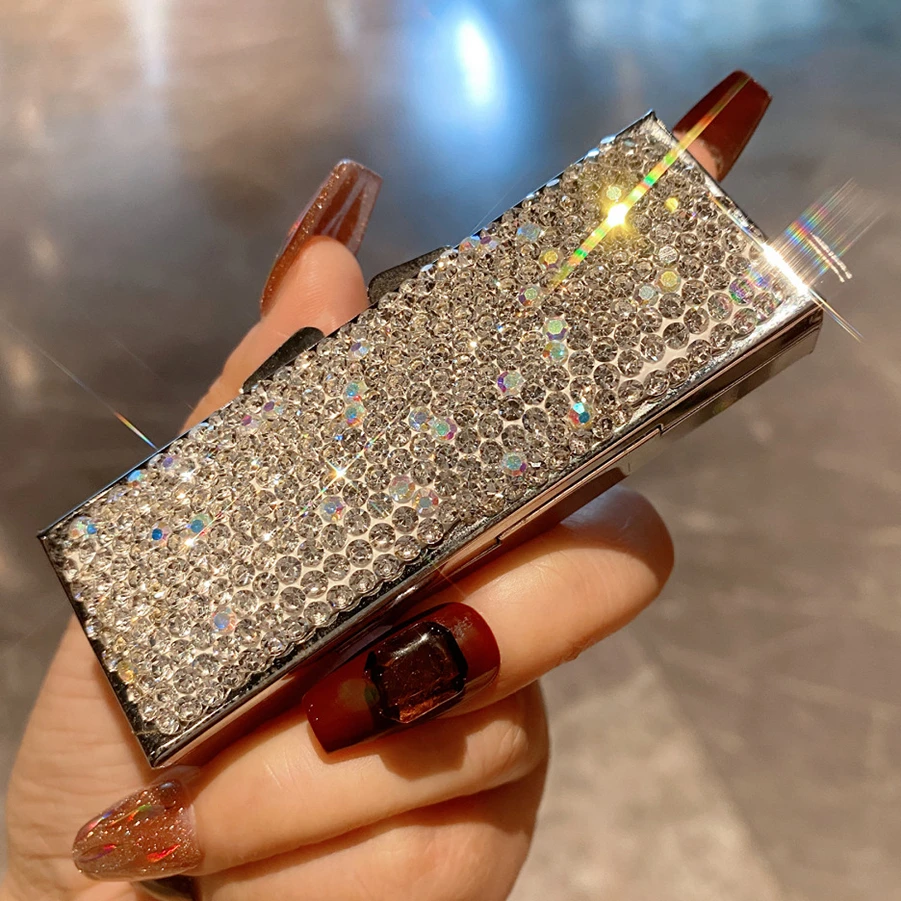 Mini Metal Pill Box with 3 Compartments Medical Splitter Organizer Rhinestone Candy Sealed Dispensing Box for Medicine Storage