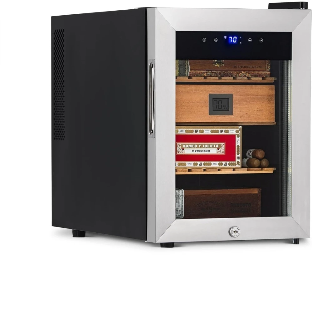 

Электрический хьюмидор для сигар на 250 штук Wineador из нержавеющей стали, дорогие испанские полки, термоэлектрическое охлаждение с точностью