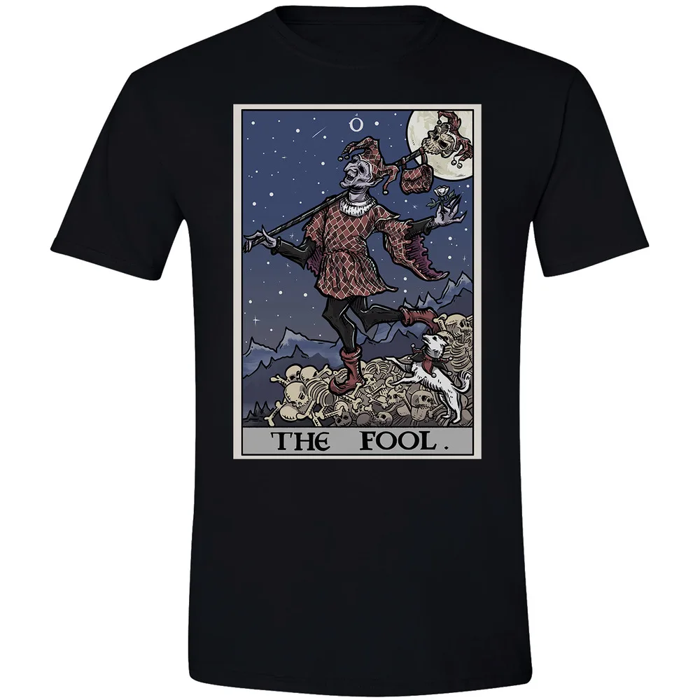 The Fool Tarot Card Shirt Spooky Court Jester Gothic Tee Halloween Horror TShirt  High Quality 100%Cotton Short Sleeve