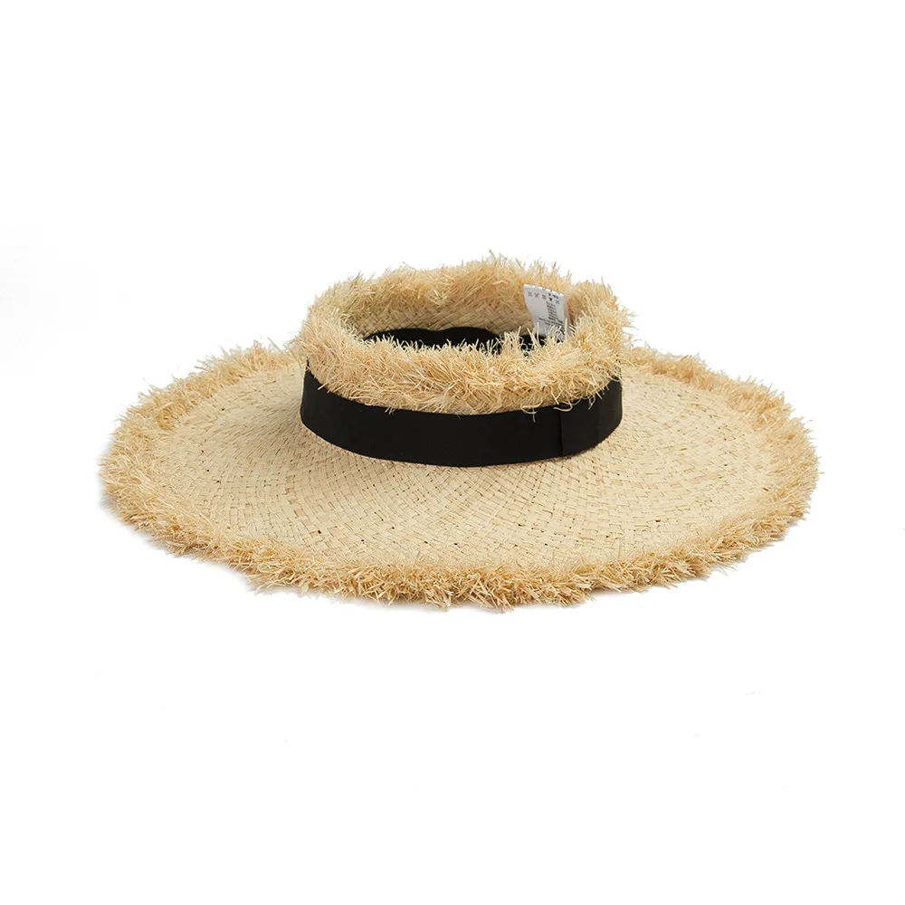 

USPOP New Summer Casual Straw Sun Hat Fashion Brushed Edge Open Top Large Brim Raffia Hat Beach Hat
