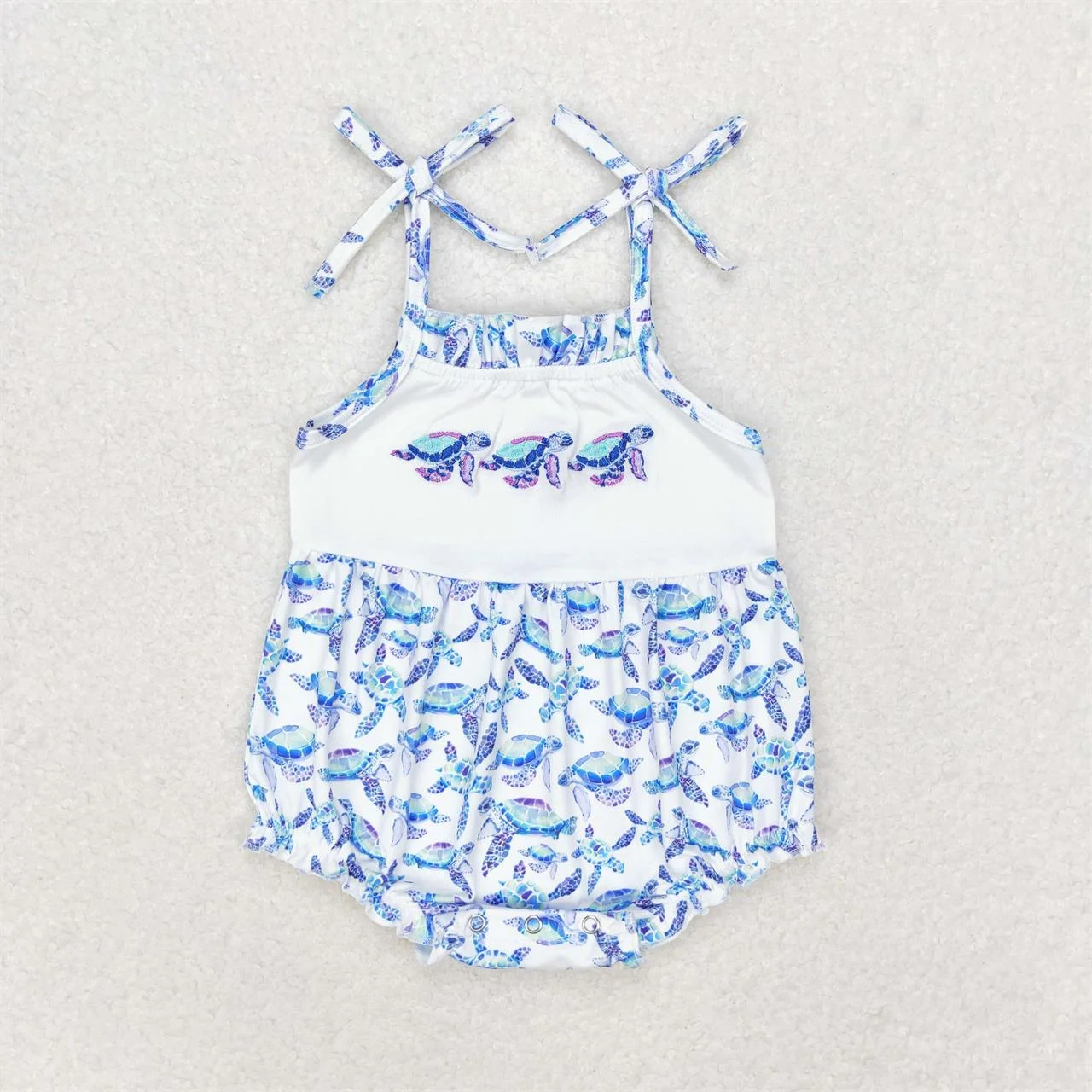 Wholesale Kids Baby Boy Girl Blue Jumpsuit Newborn Summer Sea Animals Coverall Romper Toddler Embroidery Bodysuit One-piece