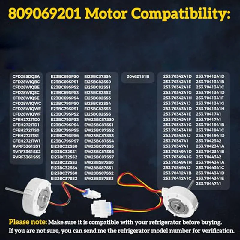 

ABKP-2X 809069201 AP6041795 Evaporator Fan Motor For Frigidaire, Kenmore, Electrolux DGHD2361, 253.70342 4456990, PS11775846