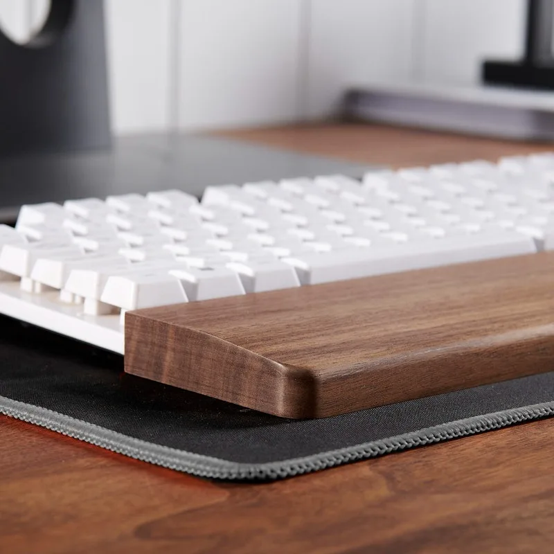 New Wooden Keyboard Wrist Guard Suitable for 60/87/104 Keys, Ergonomic Black Walnut Solid Wood Mechanical Keyboard Pad