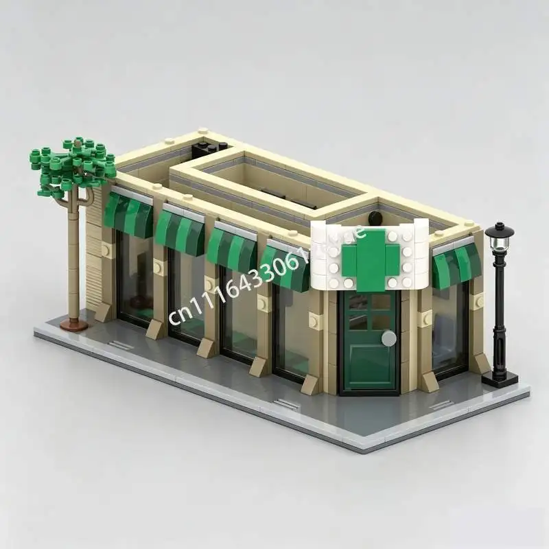 1442 PCS Modular Dispensary Corner Store MOC Creative Street View Model Custom Puzzle DIY Assembly Popular Toy Building Blocks