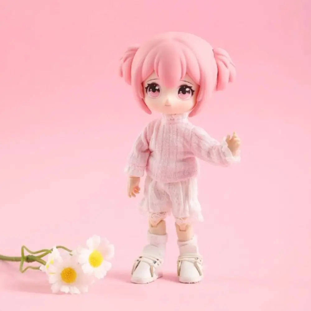 Losse 1/12 Pop Bodems Vrijetijdskleding Effen Kleur Lange Mouwen Elastische Shirts Mode Schattige Pop Outfit Kleding voor 1/11 OB11 Pop