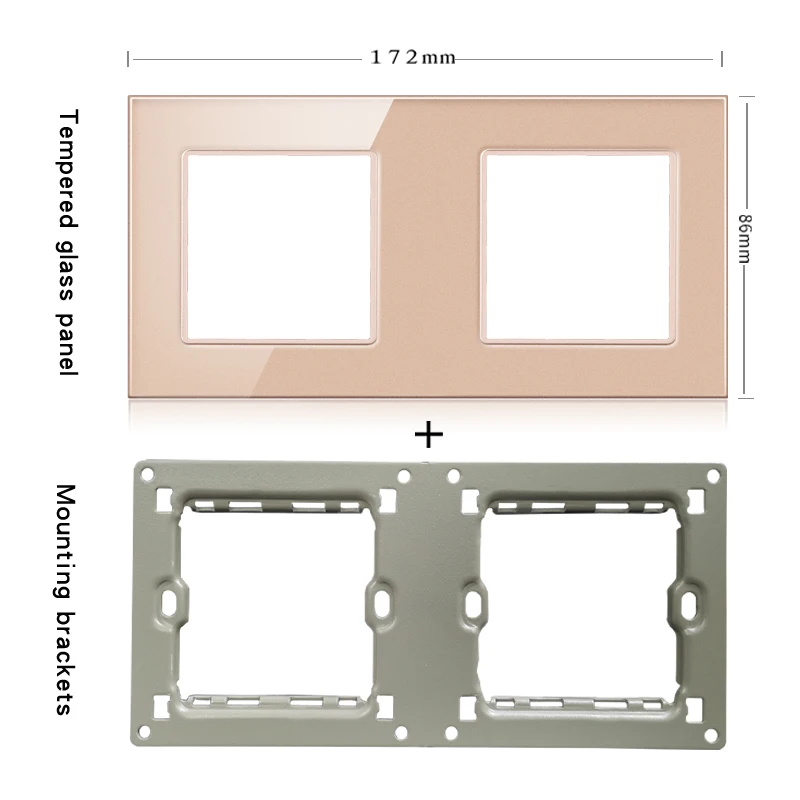 novski wall mount module diy European standard golden glass panel socket switch button free combination function