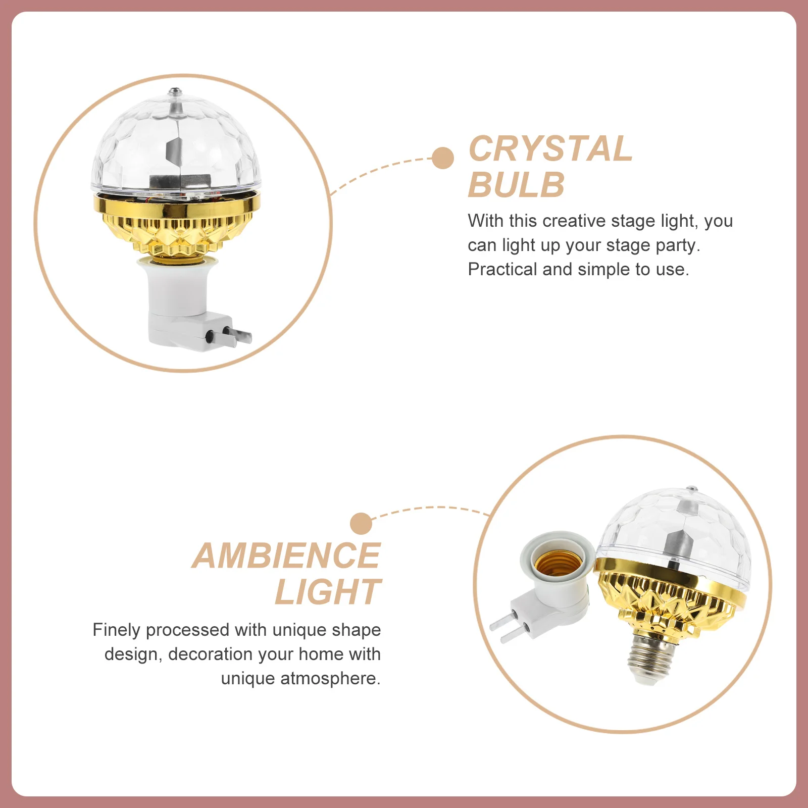 

1Set Rotating Crystal Bulb LED Stage Lamp Mini Colorful Ball Light for Disco Ktv Bar Party Decorative Atmosphere Lighting