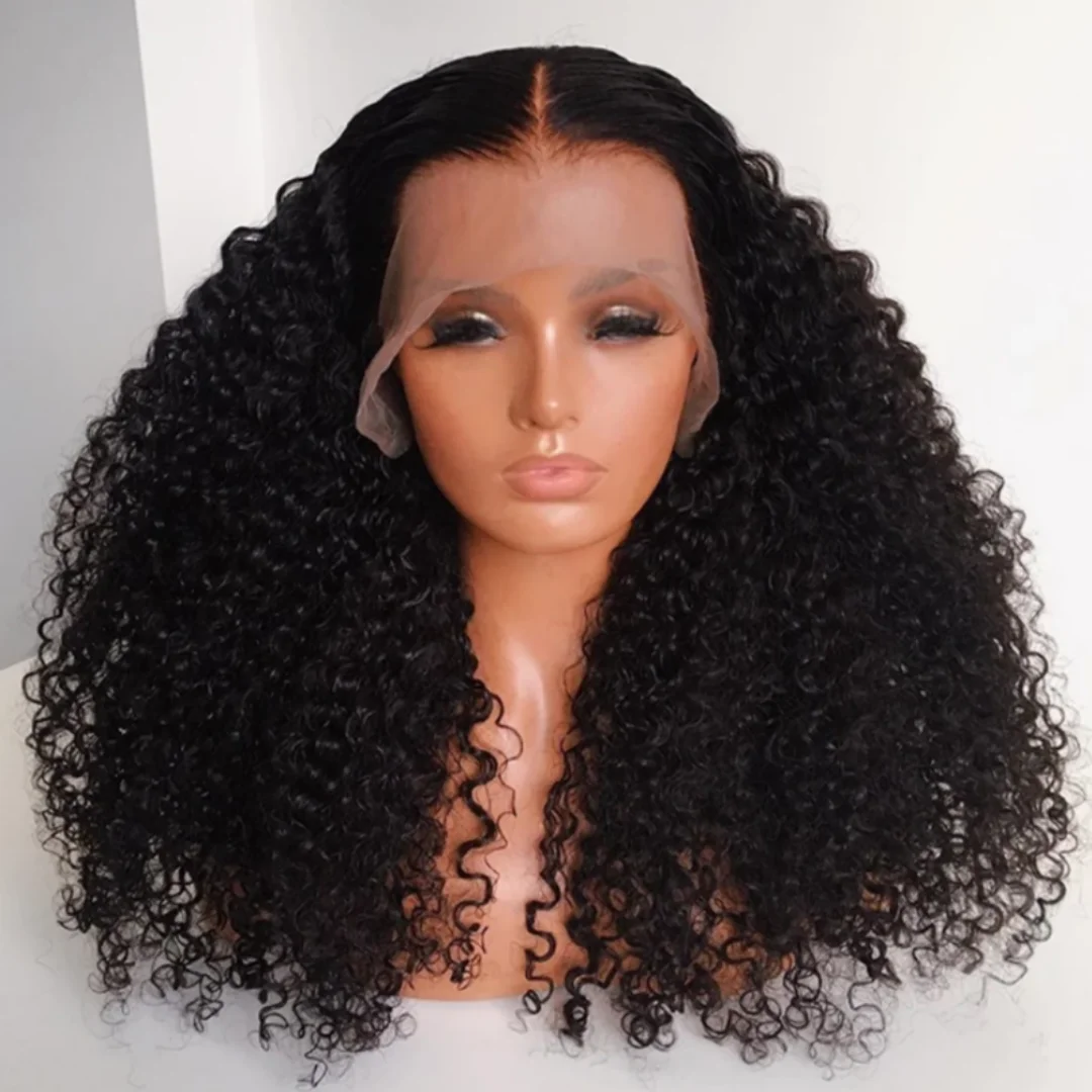 

Черные кудрявые парики без клея, 26 дюймов, 180% плотность, 13*4*1, с кружевной передней частью, для женщин, с детским волосом, из синтетического волокна, для повседневной носки