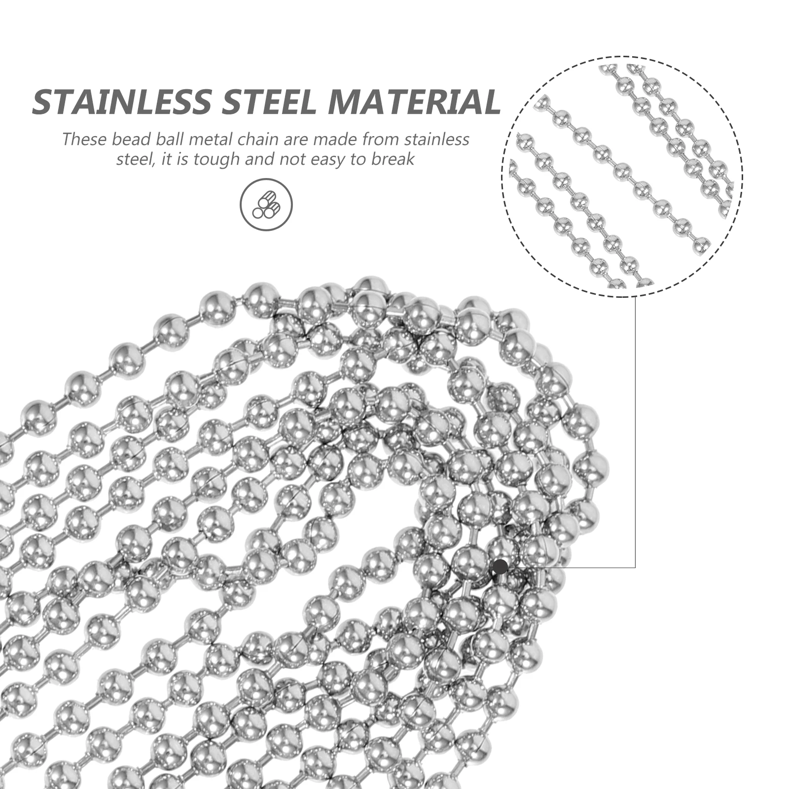 

Stainless Steel Bead Chain Ball Metal Chains Decorative Jewelry DIY Necklace Bracelet Dog Tag Pendant Keychain Hanging Tags