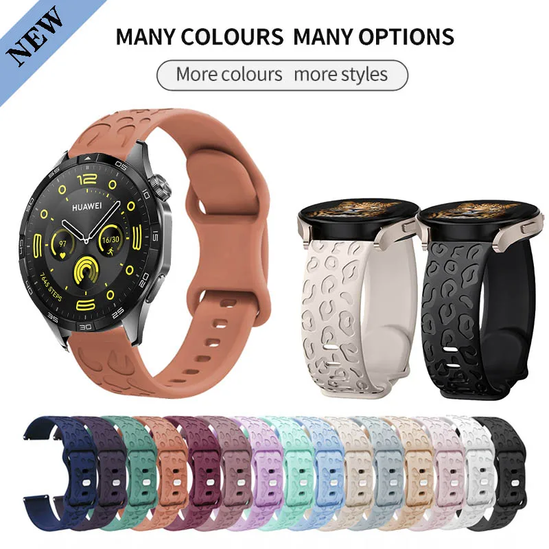 18mm 20mm 22mm Leopard Silicone Strap Engraved Band For Huawei Watch GT4 41mm 46mm GT3 SE Pro GT2 42mm 46mm / GT 2 2E 3 4