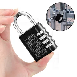 79*43*16mm Heavy Duty 4 Dial Digit Combination Lock Weatherproof Security Padlock Outdoor Gym Safely Code Lock Black