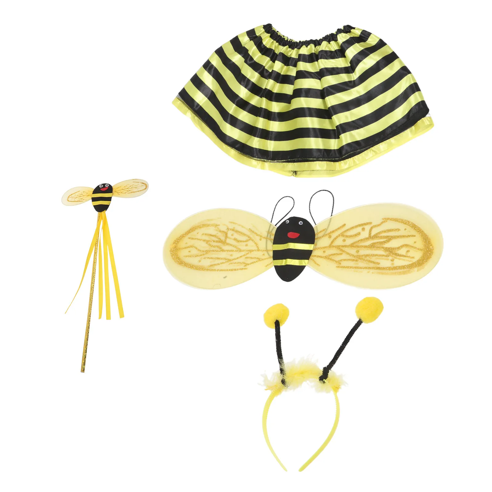 Lindo Disfraz de Abeja para Niñas Pequeñas, Incluye Diadema con Alas, Falda y Varita de Hada, Perfecto para Cosplay, Cumpleaños y Eventos Escénicos