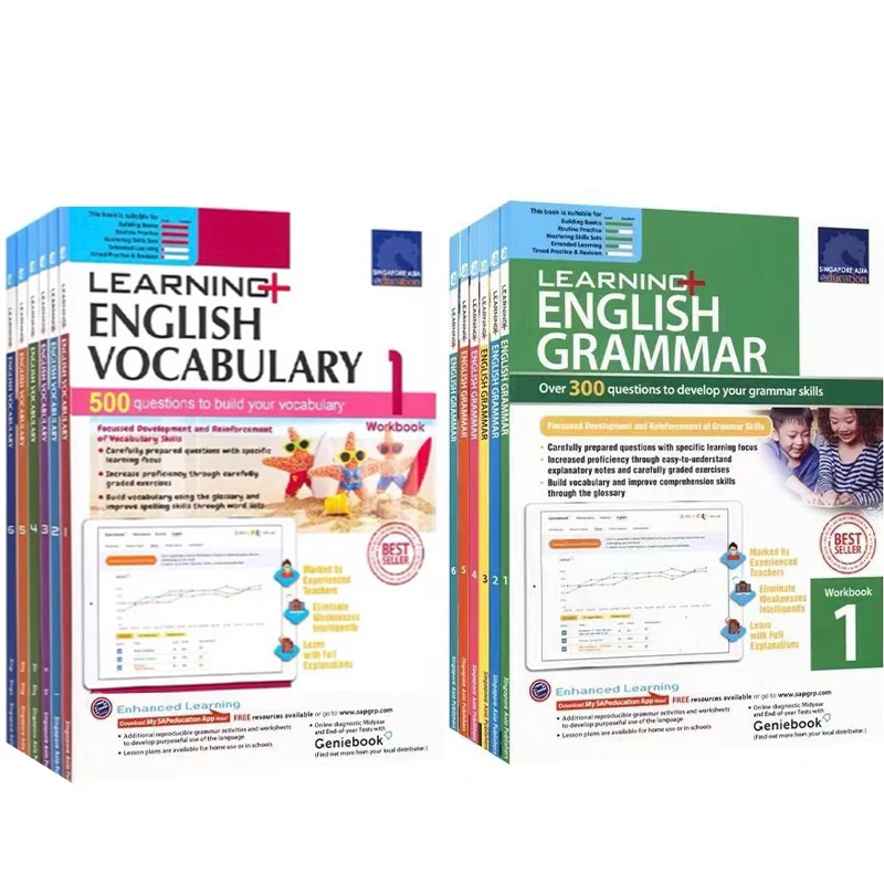 Learning English Singapore\'s Vocabulary Grammar Book 1-6 Grade SAP Workbook Geniebook Primary School 8-12 Year Student Homework