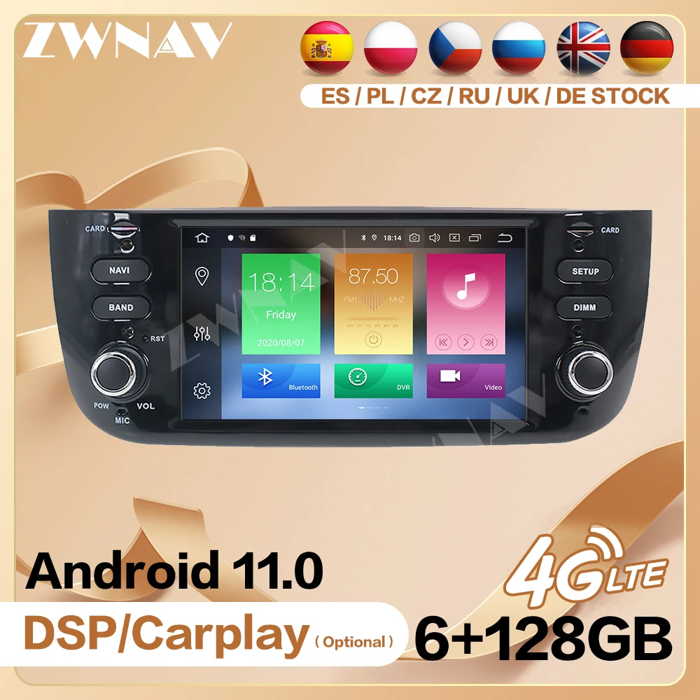 2 Din 2009+For Fiat Punto 2012 2013 2014 2015+ For Fiat Linea Android 10 Video Audio Radio GPS Navigation Head Unit Auto Stereo