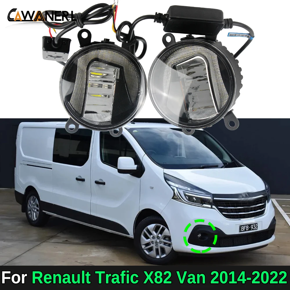 

2IN1 Design LED Fog Light DRL 30W Aluminum Car Front Bumper Fog Daytime Running Lamp 12V For Renault Trafic X82 Van 2014-2022