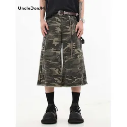 Calf-Length Pants Retro Wash Camouflage Cropped Pants Men's Summer Loose Multi-pocket Cargo Shorts