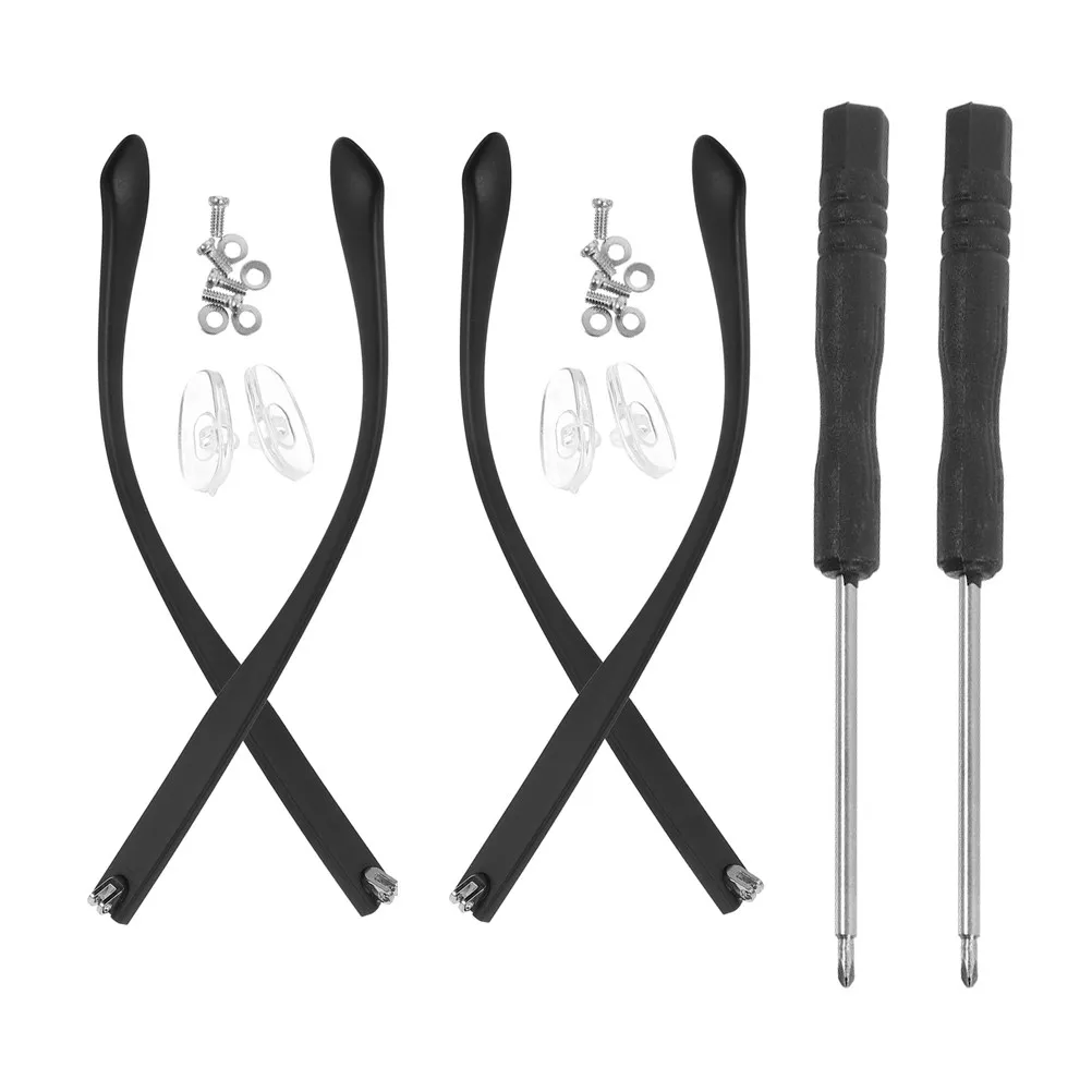 

2Pairs Universal Eyeglass Repair Kit Tr90 Replacement Arms Flexible Temple Parts Nose Pads Screws Eyeglasses Accessories