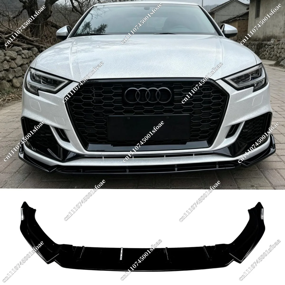 Front Bumper Lip for AUDI RS3 8V Facelift 2.5Tfsi 2017 2018 2019 2020 Spoiler Splitter Diffuser Over Bodykit Accessories Tuning