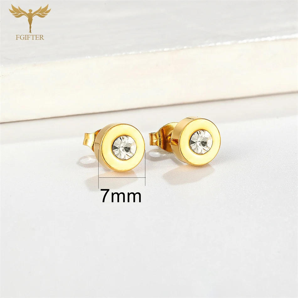 12 Pairs Lot Wholesale Minimalist Crystal Stud Earrings For Women Men Girls Gold Color Stainless Steel Ear Piercing Jewelry Set