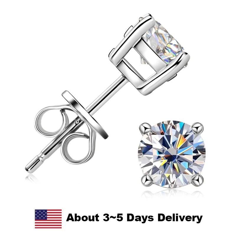 

6.5mm Moissanite Stud Earrings D VVS1 Certified Original 925 Sterling Silver Earrings Luxury Jewelry Plated 18k White for Women