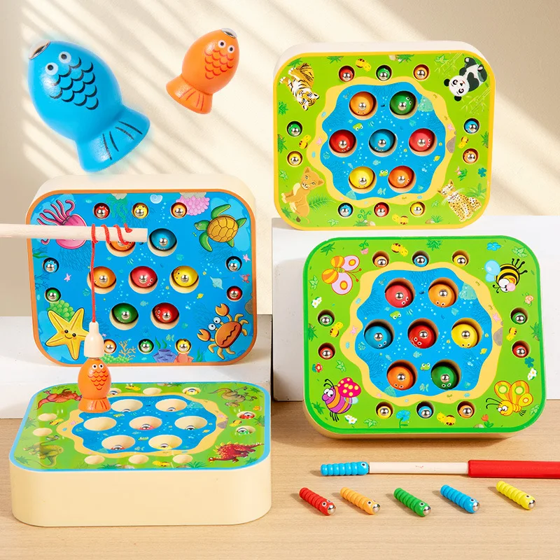 

Children's fishing toys magnetic game early education puzzle building block toy fishing rod toys kindergarten fun game