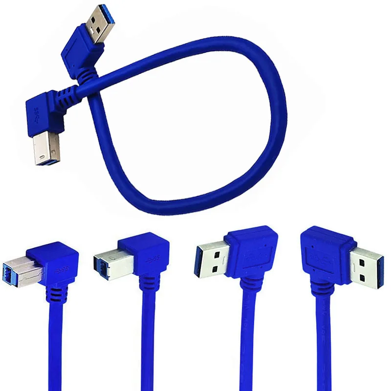 

1-5PC Usb3.0 Data Transmission Wire A Male 90 Degree Angle To B Male Left/right Adapter Cable For Hard Disk Box Printers Scanner