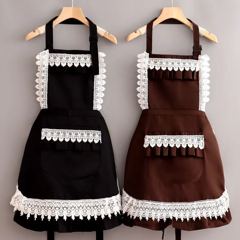 Lace Breathable Waterproof Apron Flower Shop Coffee Shop Work Uniform Home Kitchen Cooking Cleaning Apronkitchen aprons home che