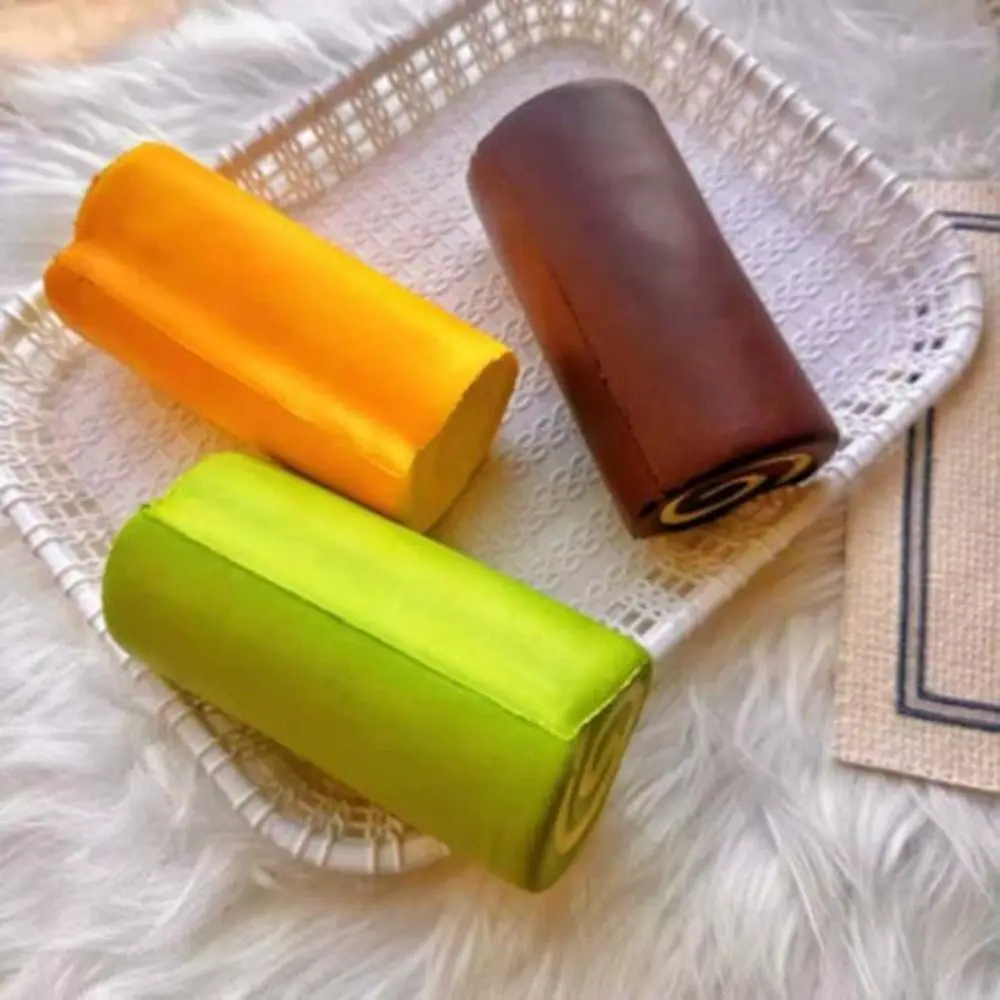 Ultra Wet Yellow Swiss Roll Squeeze Toys Soft Touch Sticky Texture Bread Squishy Toy Calming Soft Cute Sensory Fidget Cake
