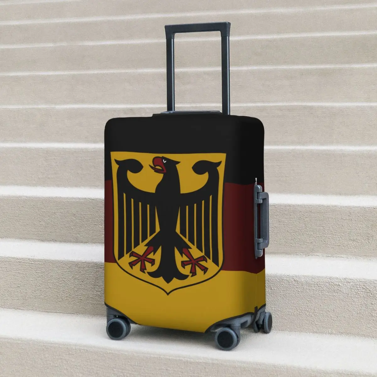 

German Flag With Federal Eagle Emble Suitcase Cover Vacation Elastic Luggage Supplies Cruise Trip Protection