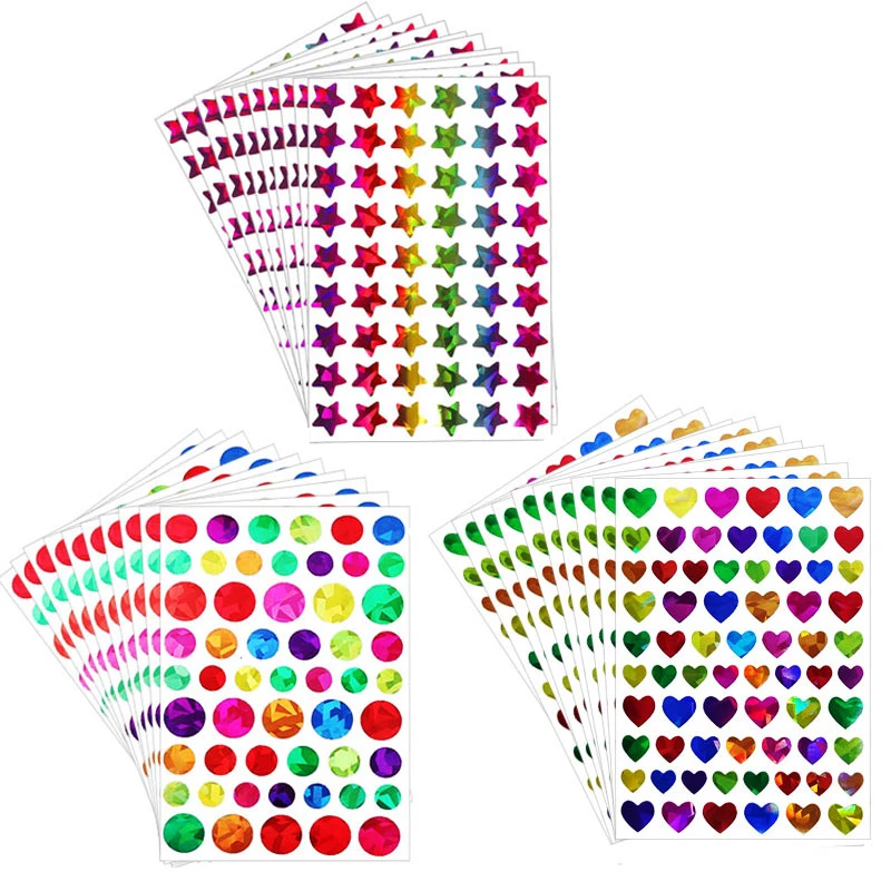 5/30/45 Page Children\'s Shiny Sticker Diary Planner Colorful Rainbow Heart Star Decoration Diary Scrapbook Album Photo Toys