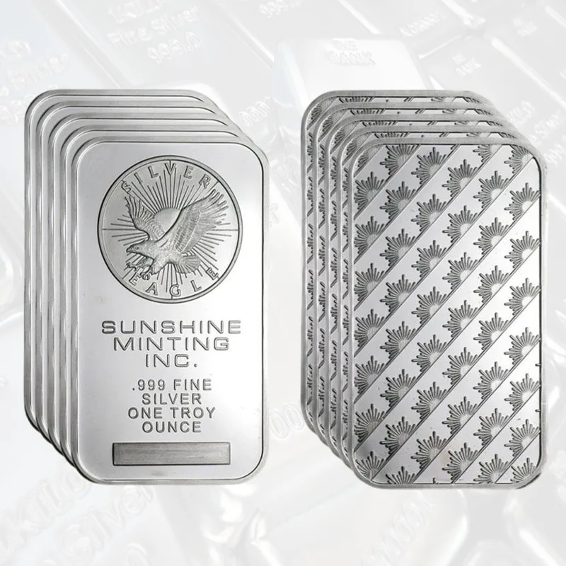 

Silver Eagle Bar 1oz Silver Bar Sunshine Minting 999 Fine Silver One Troy Ounce Bullion Souvenir Bar