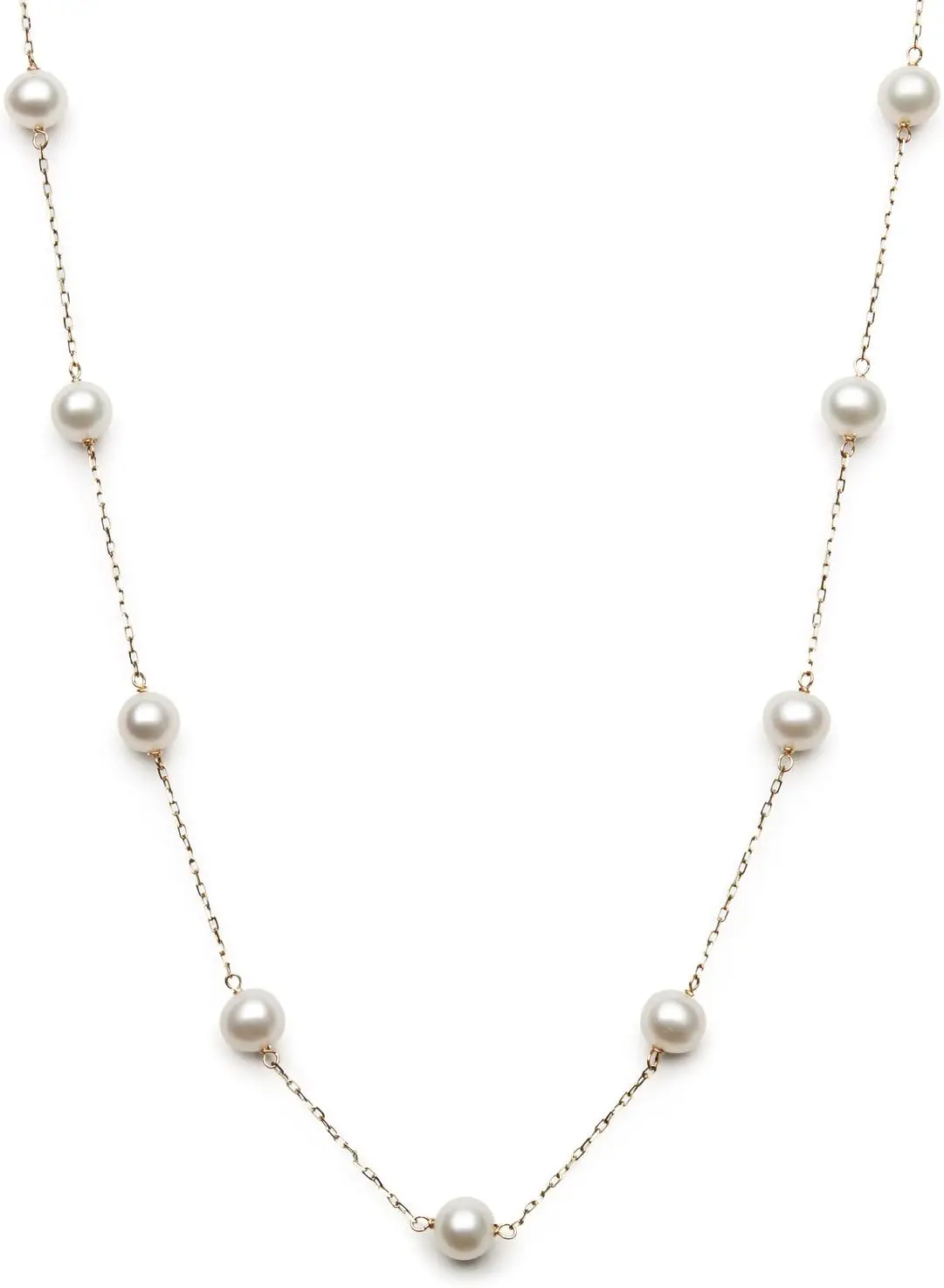 

Dainty Freshwater Pearl Necklace in 10K Gold, 6-7MM, 18' Cable Chain, Elegant Gift for Her