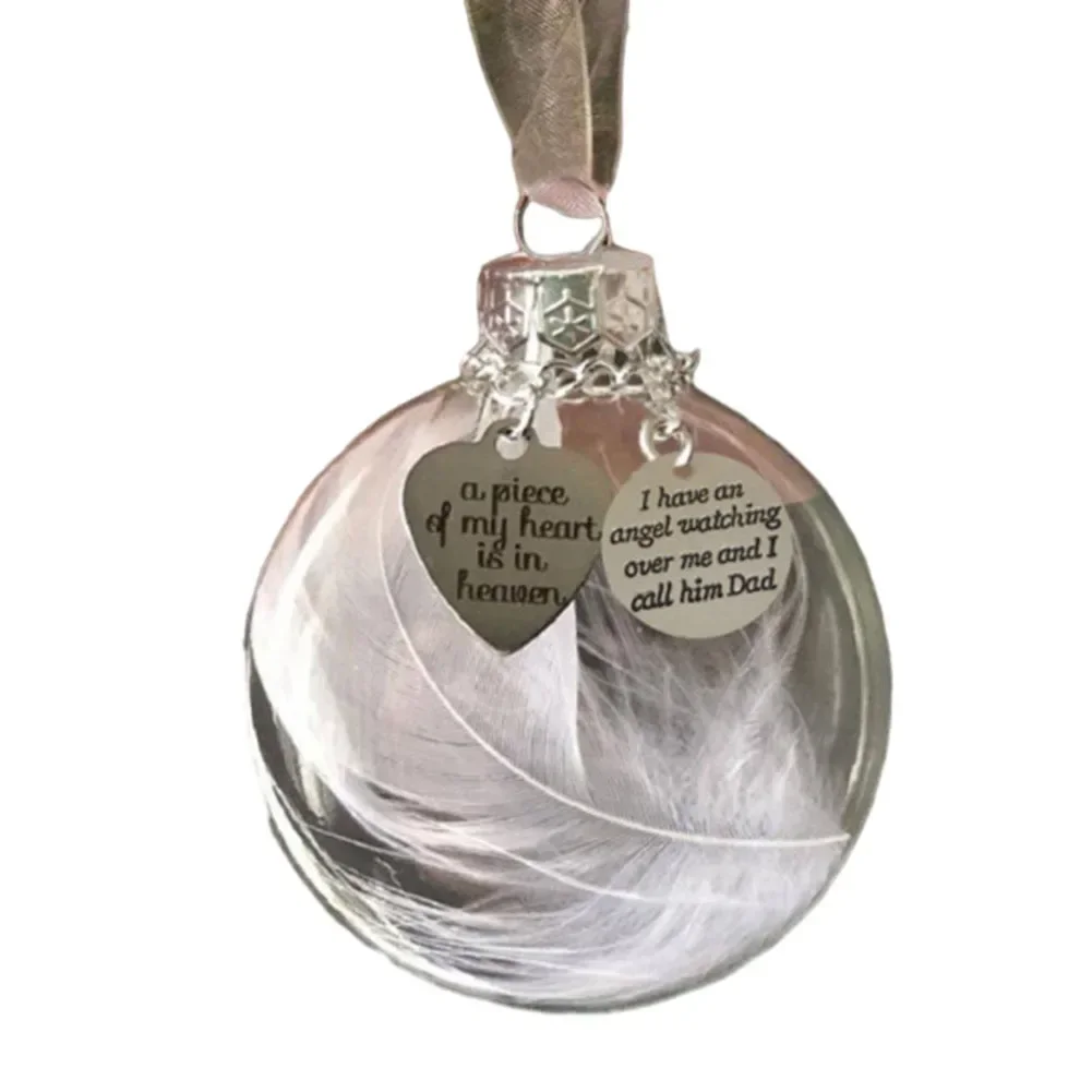 8cm Transparent Feather Ball Memorial Ornament for Christmas Tree  Symbol of Forever Love and Eternal Remembrance