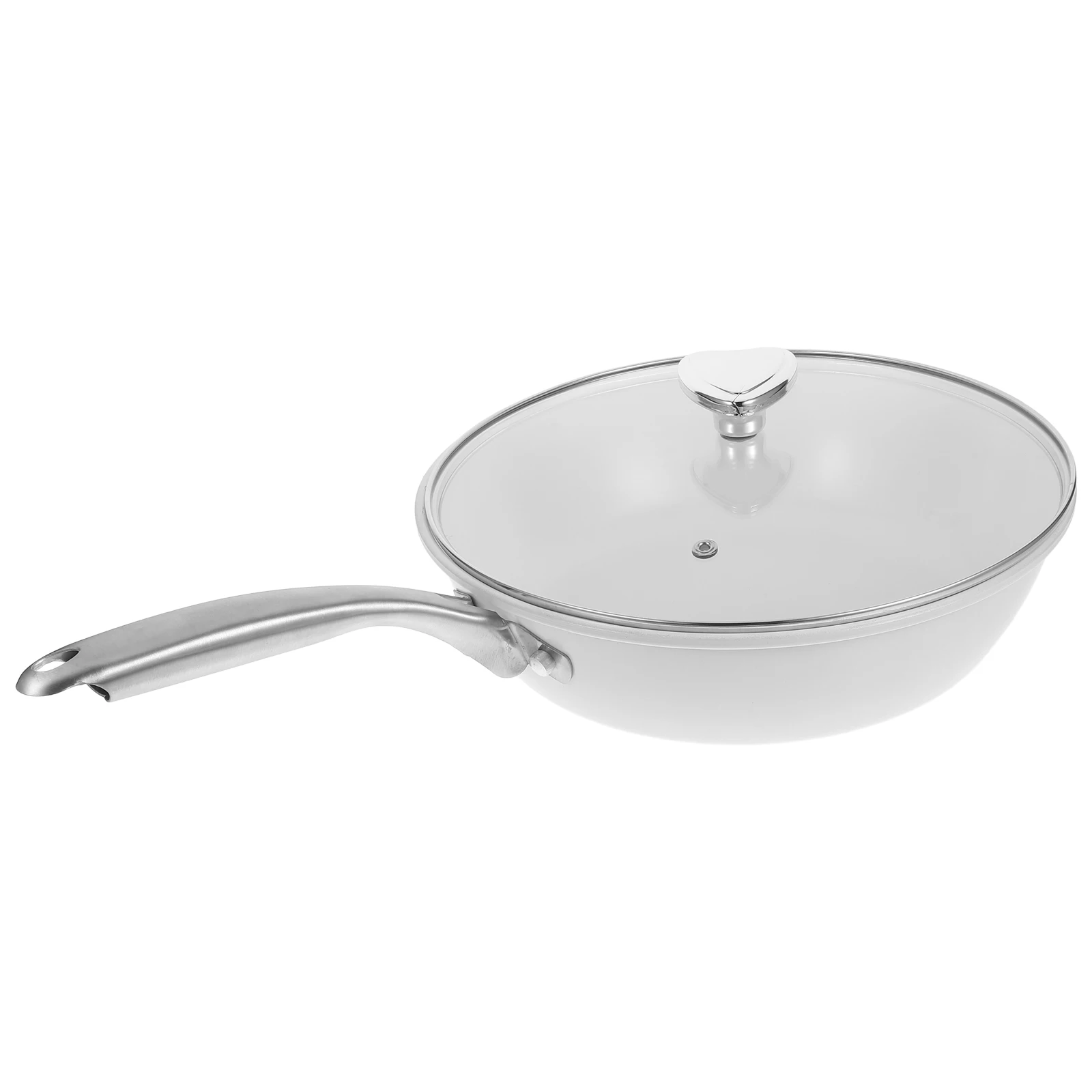 

1pc Ceramic Nonstick Frying Pan Wok Flat Bottom Heat Retention Easy Handle Small Size Home Kitchen Gas Stove Use Camp