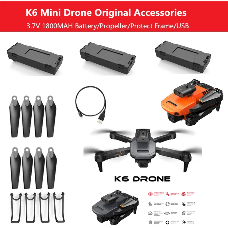 

K6 Obstacle Avoidance Drone Parts 3.7V 1800mAh Battery/Propeller K6 RC Drone Accessories K6 Drone Battery Blades USB K6 RC Drone