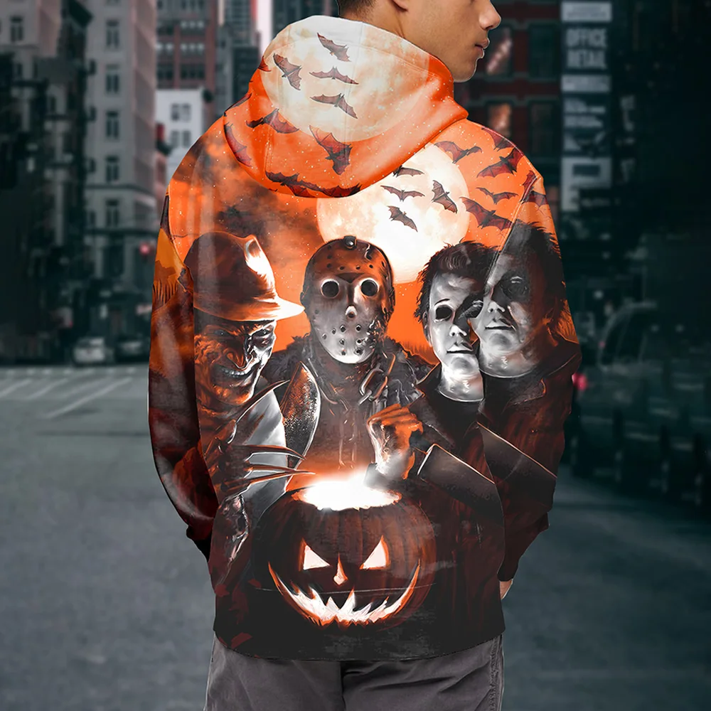 

Men's Halloween Skull Pumpkin Head 3D printed floral hoodie Fashion hoodie pullover Sweatshirt Halloween horror hoodie top hoodi