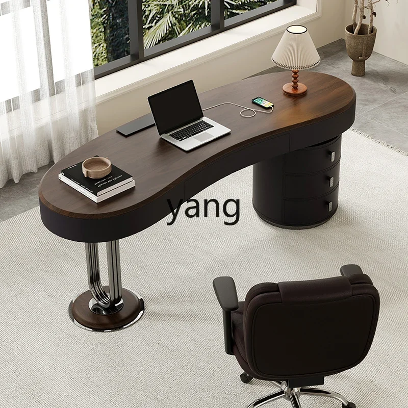 LH solid wood retro style desk modern home living room study desk walnut veneer