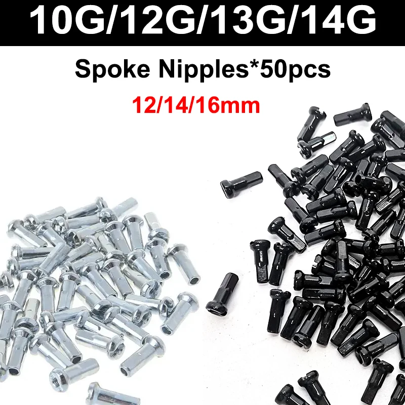 50Pcs/Lot Bicycle Spoke Nipples 14G 13G 12G 10G Silver Black 12/14/16mm Galvanize Bike Spoke Nuts For MTB E-Bike