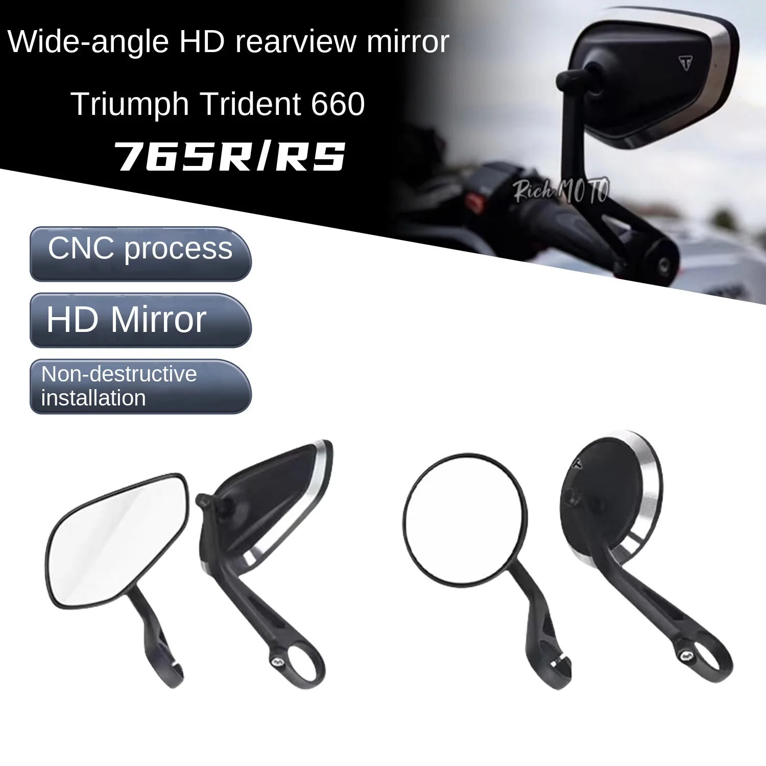 

For Triumph Trident 660 765RRS modified handle rearview mirror Rocket 3 1200RRS reflector