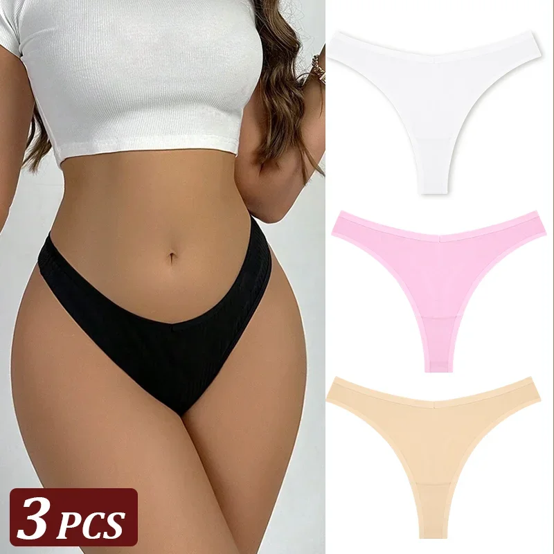 3 Teile/satz Nahtlose Tanga Baumwolle Frauen Dünnen Riemen Niedrige Taille Hohe Flexibilität Panty Sexy Unterwäsche Damen Briefs T-zurück Weiche frauen
