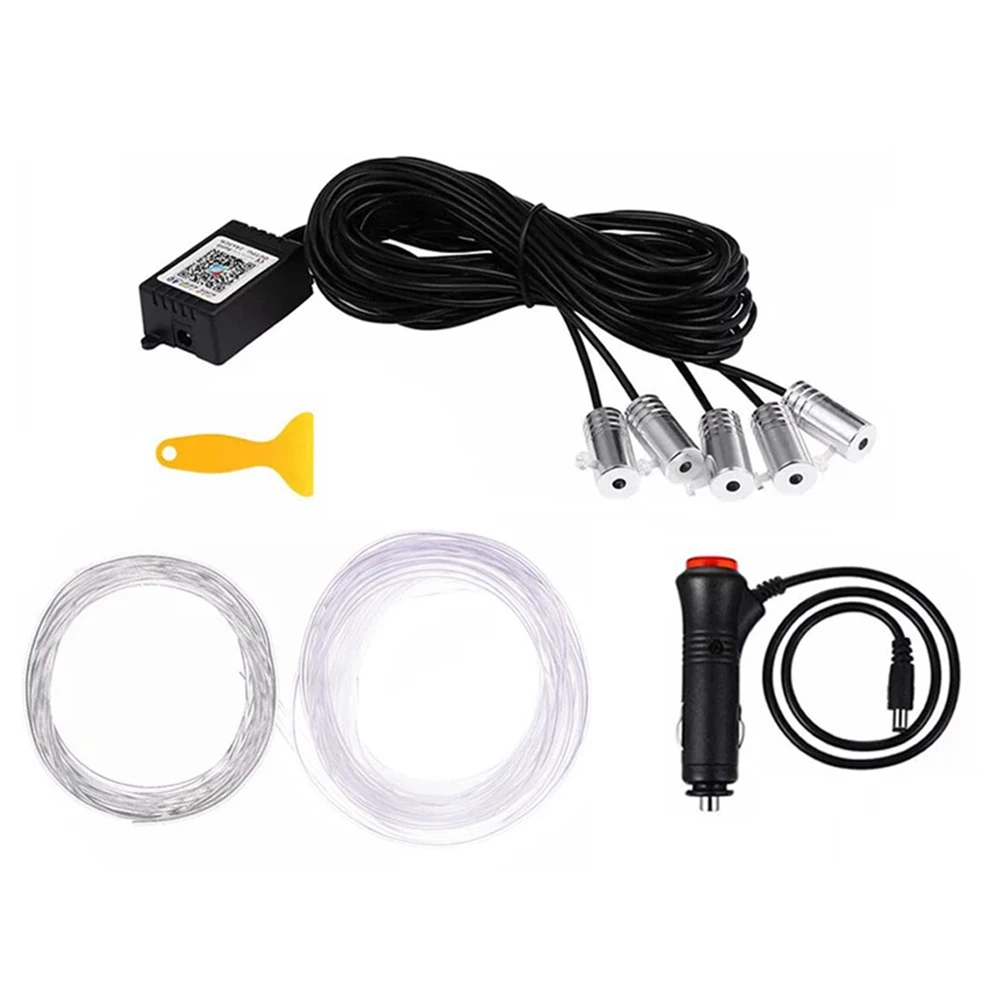 5 in 1 Ambient Lighting Kit APP Control RGB Colors Interior Car Lights Atmosphere Light Car Decorations Interior Accessories