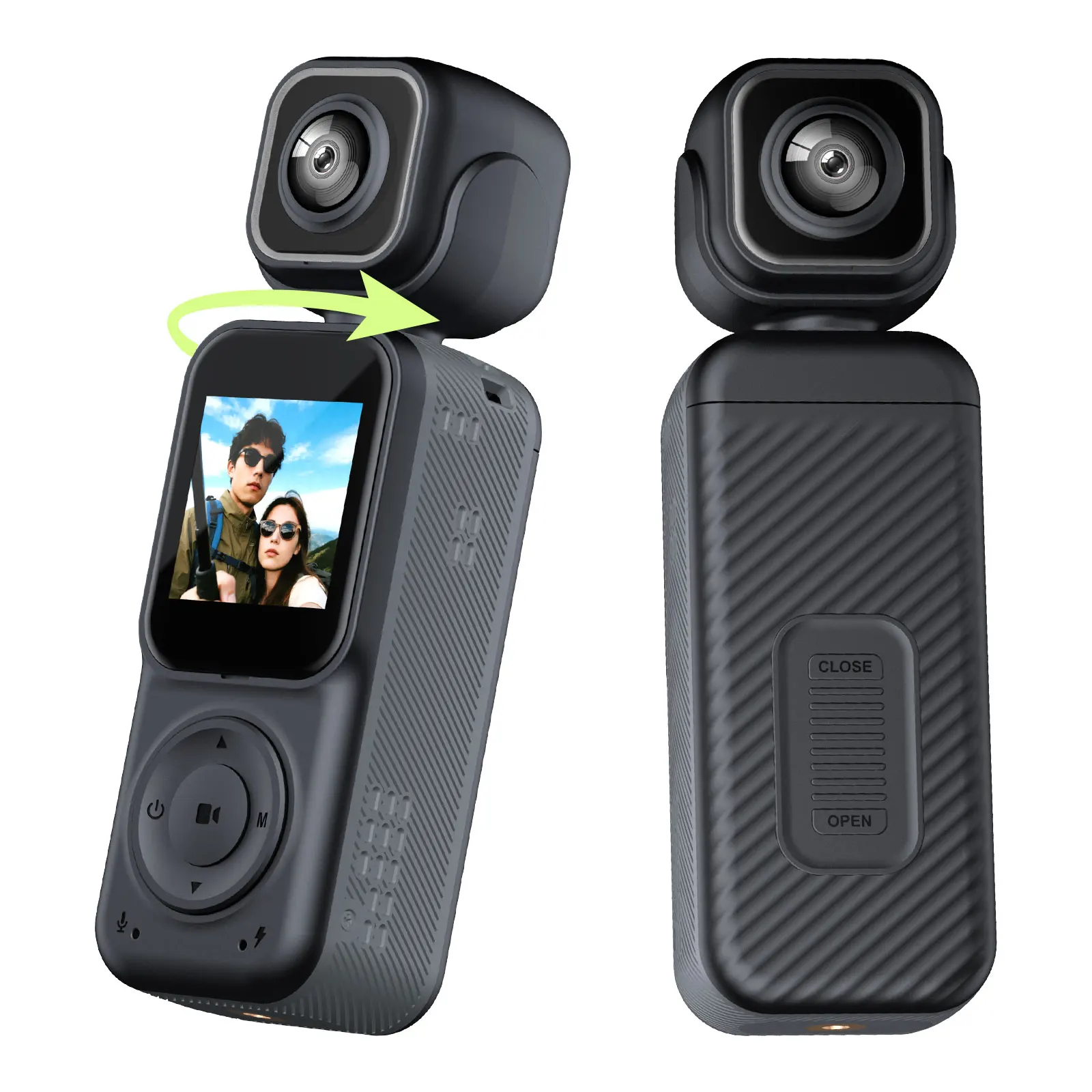 

Pocket Action Camera WiFi Anti-Shake Body Cam with Dual Front & Rear Cameras for Sport Bike Travel Polices Law Enforcement