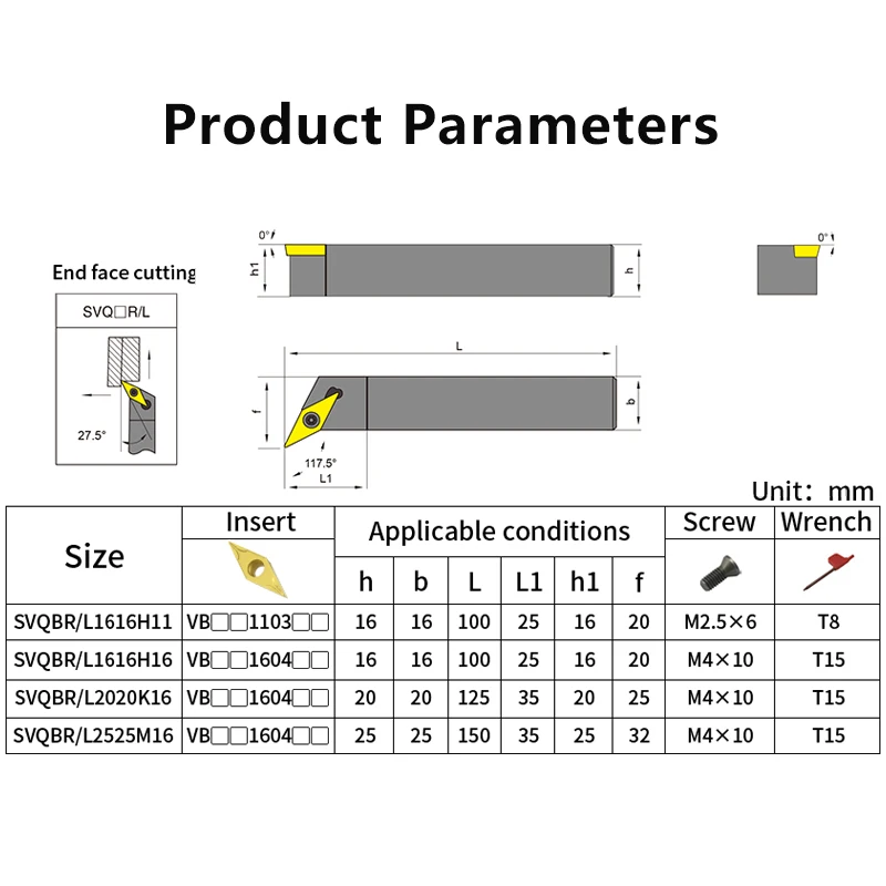 SVQBR1616H11 SVQBR1616H16 SVQBR2020 SVQBR2525 External Turning Tool SVQBR SVQBL Cutter Bar CNC Lathe Bar Turning Holder