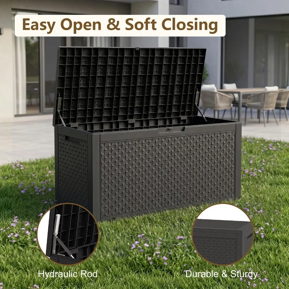 170 Gallon Outdoor Storage Box Waterproof Deck Box Toy Storage Bin view 3