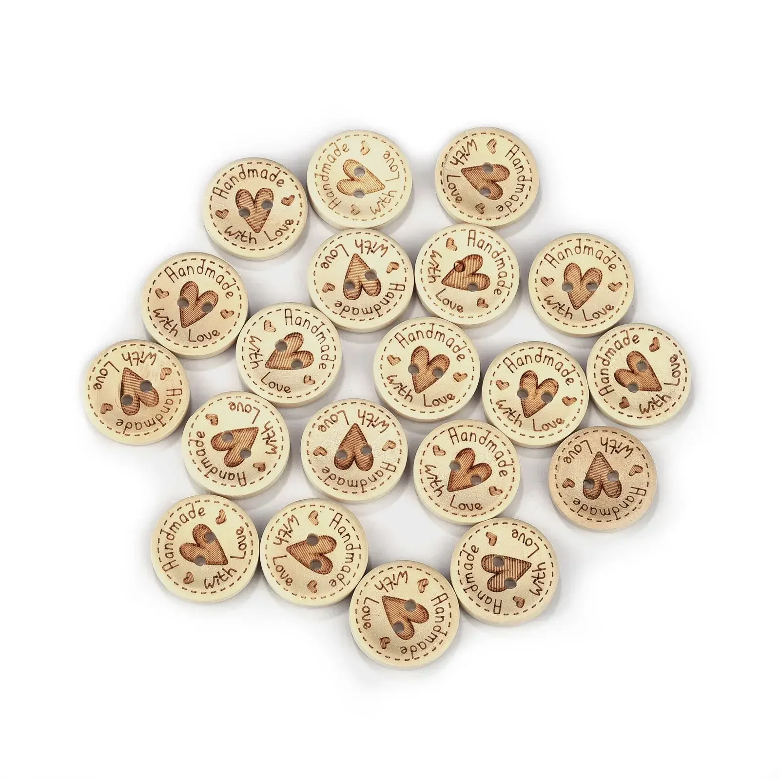 50pcs/Pack 20mm Wooden Buttons Handmade DIY Round Button For Scrapbooking Crafts Clothes Repair Decor Sewing Button Accessories