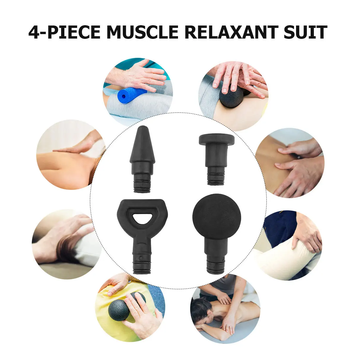

4Pcs Massage Adapter Replacement Heads Muscle Relaxation Percussion Tips for Neck Arm Calf Back Deep Tissue Massage Tool