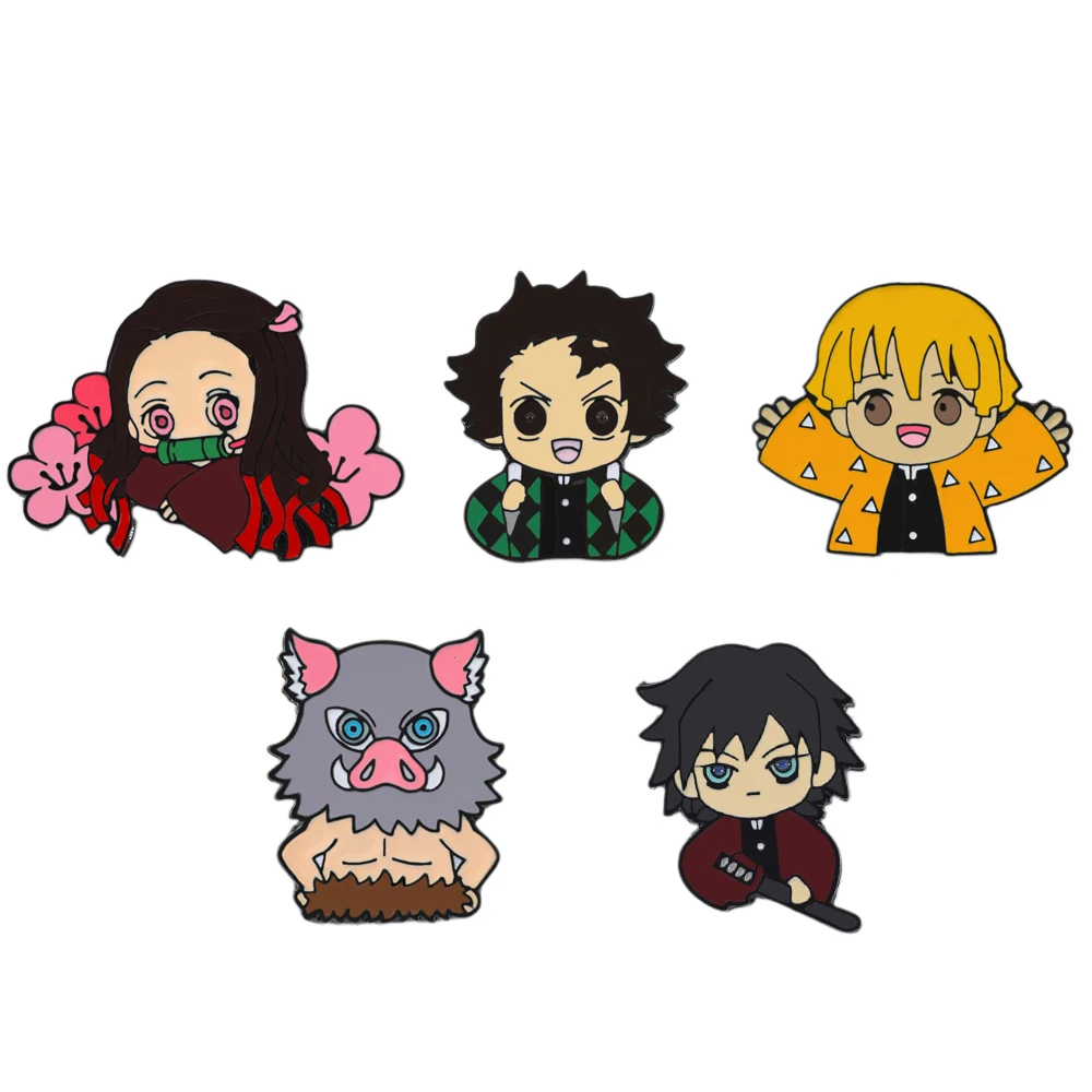 5 Pcs ​​Characters Brooch​ Cute Tanjiro Nezuko Agatsuma Zenitsu Badge Jewelry Clothing Backpack Accessories Gift for friend