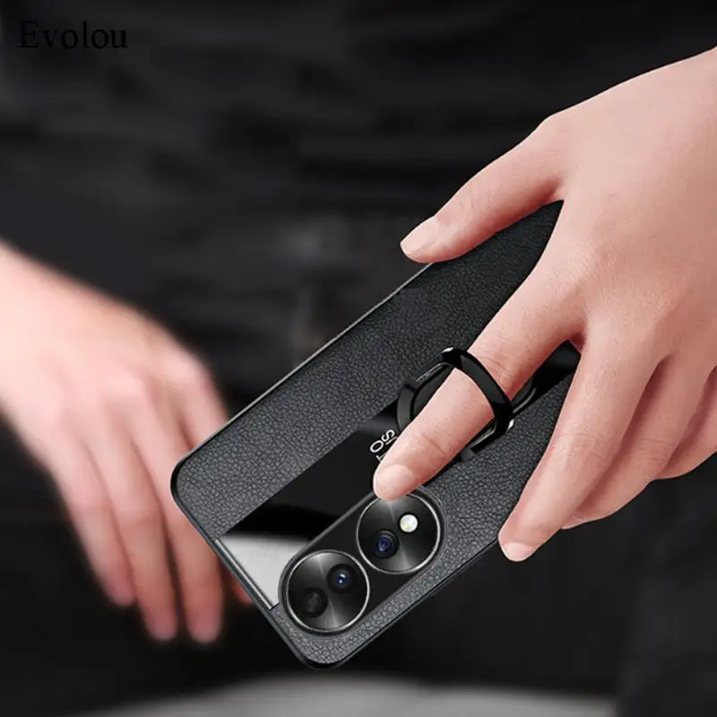 Etui ze skóry PU dla Honor 90 Pro Plexiglass dla HUAWEI Honor 90Lite 90PRO Magnetyczny metalowy pierścień stojakowy uchwyt odporny na wstrząsy miękka okładka — zdjęcie 4