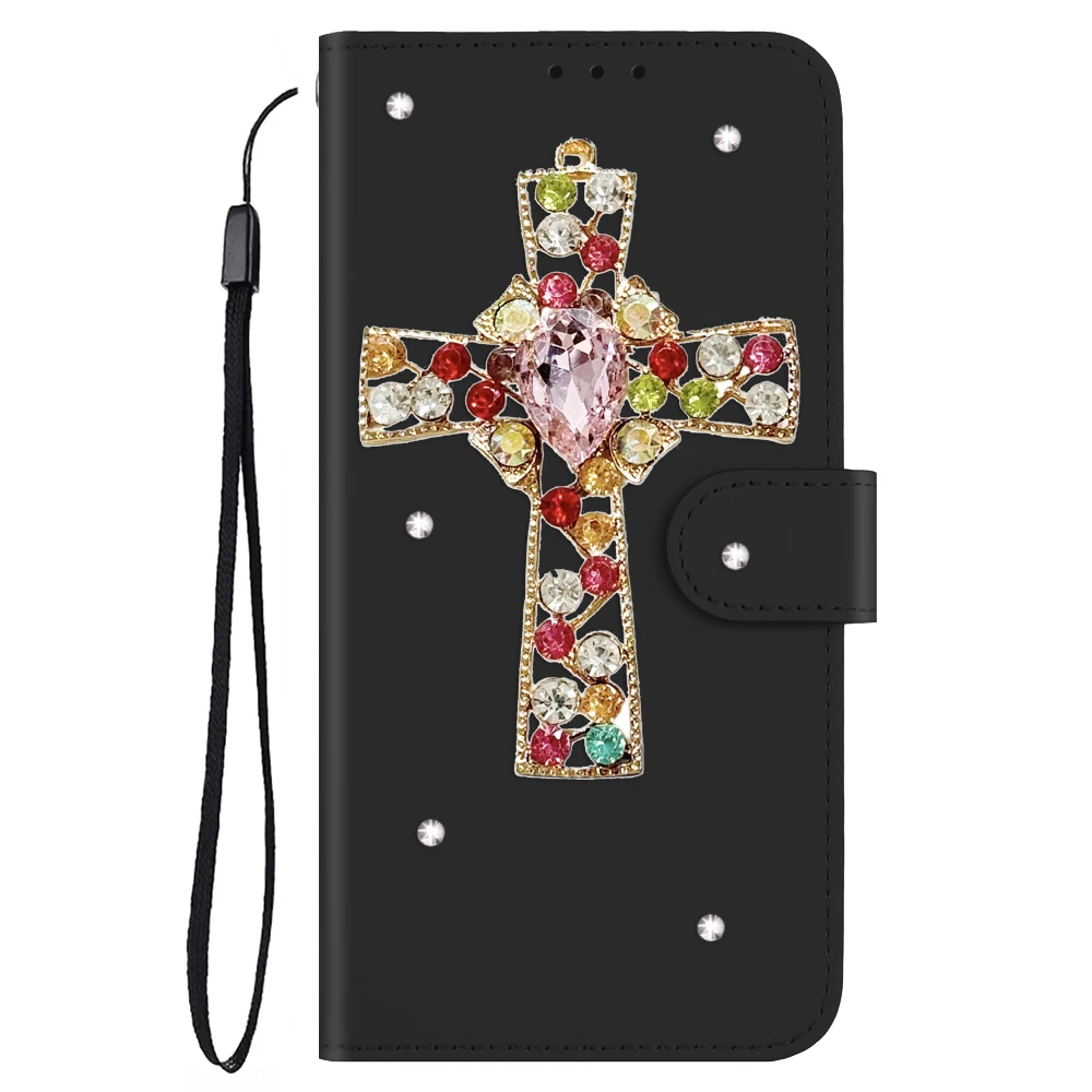 Luxury Wallet Flip Leather protective Phone Case for iPhone 15 14 13 16 Pro Max Plus Devout prayer Cross Wireless Charging Bag